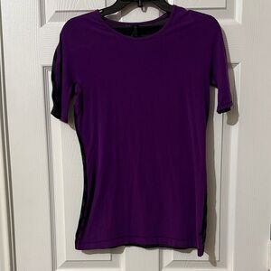 lululemon athletica Vibrant Purple and Black/Grey Striped Short Sleeve Tee